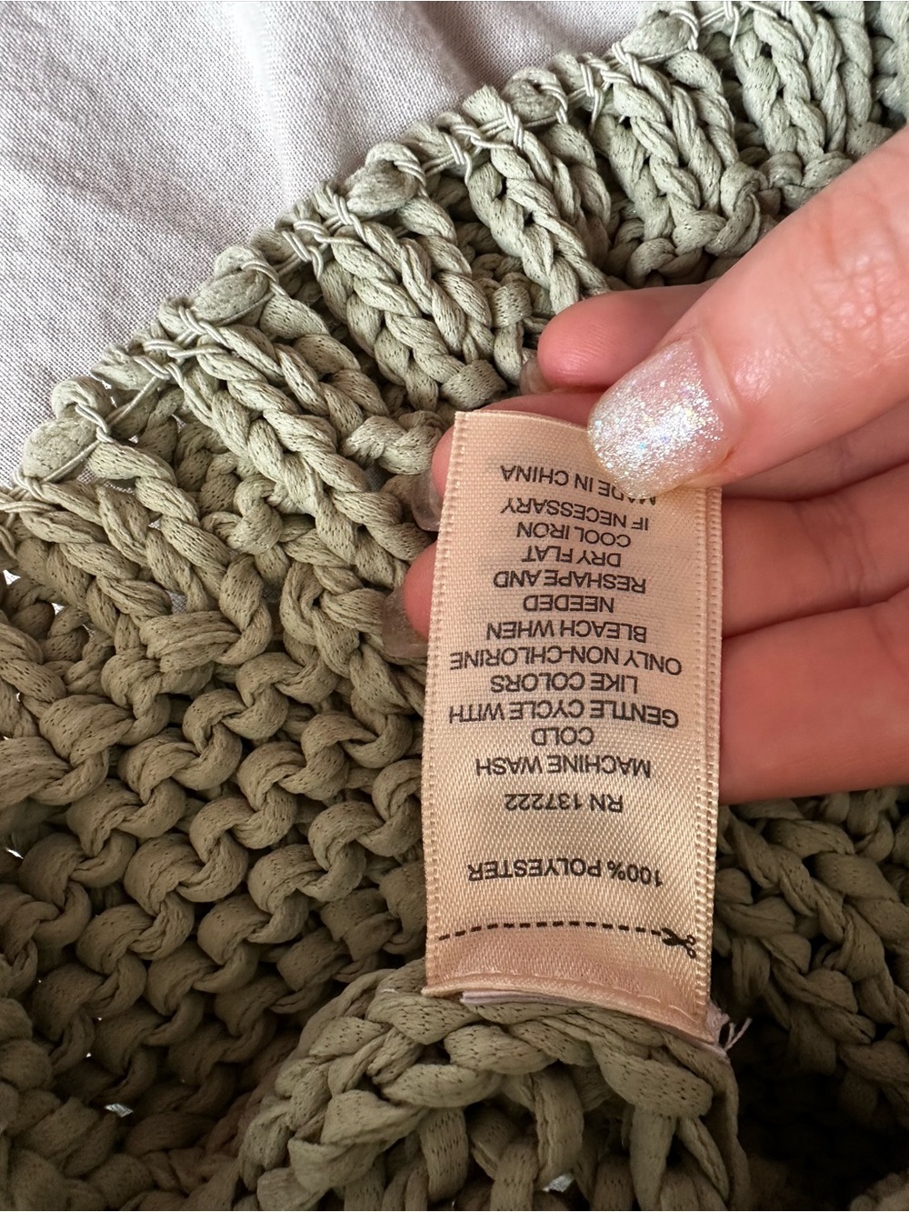 Greige Cozy Cable Knit Cropped Cardigan Floral Button Sage Green Size M - Picture 9 of 15